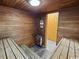 Interior view of the wooden sauna with a wooden slatted floor at 5523 North Ocean Blvd. # 1903, Myrtle Beach, SC 29577