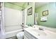 Clean bathroom with a tub-shower combo, a single sink vanity, and neutral color scheme at 5905 South Kings Hwy. # 116B, Myrtle Beach, SC 29575