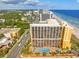 An aerial view shows a beachside resort with pool and waterpark at 7000 N Ocean Blvd. # 427, Myrtle Beach, SC 29572
