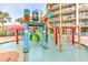 A water park offers a variety of colorful equipment and splashing fun at 7000 N Ocean Blvd. # 427, Myrtle Beach, SC 29572