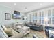 Inviting living room features comfortable seating, large windows, and coastal-themed decor at 703 S Waccamaw Dr., Garden City Beach, SC 29576