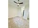This bedroom features neutral carpet, white walls, modern ceiling fan and a closet at 7040 Belancino Blvd., Myrtle Beach, SC 29572