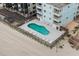 Overhead angle of private swimming pool on the beach near condo at 824 N Waccamaw Dr. # 204, Murrells Inlet, SC 29576