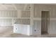 Open-concept kitchen space featuring a peninsula and unfinished drywall at 977 Oak Hollow St., Longs, SC 29568