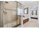 Elegant bathroom with a separate glass shower and soaking tub with beautiful tile accents at 310 Babylon Pine Dr., Myrtle Beach, SC 29579
