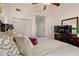 Relaxing bedroom includes closet, door to hallway and TV at 314 Lyons Cove Dr., Myrtle Beach, SC 29577