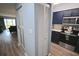 Updated kitchen with navy cabinets and stainless steel appliances at 3401 Dunes St. # A3, North Myrtle Beach, SC 29582