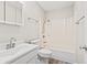 Bathroom features a tub-shower combination, ample storage, and a modern sink and faucet at 4300 Crows Nest Ct., Myrtle Beach, SC 29579