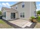 Backyard with patio space and sliding glass door entryway and trimmed with mulch at 4603 East Walkerton Rd., Myrtle Beach, SC 29579