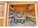 Organized interior of the shed, equipped with shelving to maximize storage capacity at 732 American Beech St., Loris, SC 29569