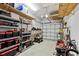 Well-organized garage with shelving and ample space for storage and equipment at 1140 Waterway Ln., Myrtle Beach, SC 29572