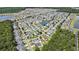 A captivating aerial view showcasing a well-planned community with lush landscaping and serene ponds at 140 Avondale Dr., Myrtle Beach, SC 29588