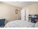 Bedroom with full-size bed, wood floors, and double door closet storage at 140 Avondale Dr., Myrtle Beach, SC 29588