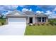 Charming single-story home with stone accents, a well-manicured lawn, and a two-car garage at 141 Stride Ct., Myrtle Beach, SC 29588