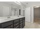 Bathroom featuring double sink vanity with modern fixtures and spacious shower at 148 Long Leaf Pine Dr., Conway, SC 29526