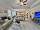 Open concept living room and dining area with neutral color palette features lots of natural light and an airy feel at 200 Ponte Vedra Dr., Murrells Inlet, SC 29576