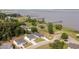 Scenic aerial view showcasing the waterfront community, docks, lush greenery, and neighborhood pool at 2609 Seaport Circle, Georgetown, SC 29440