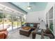 Relaxing sunroom with comfortable seating, blue ceiling, and view of the backyard at 2609 Seaport Circle, Georgetown, SC 29440