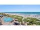Beautiful aerial view of the beach, pool, and lounging areas at 3000 N Ocean Blvd. N # 531, Myrtle Beach, SC 29577