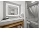 Bright bathroom with white vanity, illuminated mirror, and shower-tub combination at 3000 N Ocean Blvd. N # 531, Myrtle Beach, SC 29577