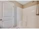 Shower stall with a white surround and a built in seat at 3129 Slade Dr., Conway, SC 29526