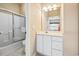 Bathroom featuring a single sink vanity and a shower-tub combination at 4574 Girvan Dr. # D, Myrtle Beach, SC 29579