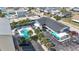 Aerial view of the community featuring a pool, parking, and well-maintained grounds at 5409 North Ocean Blvd. # 106/7108, North Myrtle Beach, SC 29582