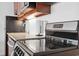 Close up of the modern stove and countertop in the kitchen at 5409 North Ocean Blvd. # 106/7108, North Myrtle Beach, SC 29582