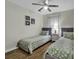 Comfortable bedroom featuring seashell-themed decor, twin beds, and a ceiling fan for a welcoming guest space at 598 Blue Stem Dr. # 52E, Pawleys Island, SC 29585