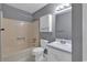 A full bathroom featuring a shower and tub combo, white vanity, and storage cabinet at 633 Sparrow Dr. # B, Surfside Beach, SC 29575
