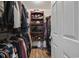 Organized walk-in closet with built-in shelving, hanging racks, and neatly arranged storage solutions at 721 Dunlon Ct., Myrtle Beach, SC 29588