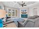 Comfortable living room featuring coffered ceilings, french doors, and a stylish blue accent rug at 8469 Cape Dutch Loop, Myrtle Beach, SC 29572