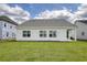 The backyard features white siding, a covered porch, and a well-maintained lawn at 1083 Laconic Dr., Myrtle Beach, SC 29588