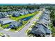 Aerial view of the neighborhood showcasing pond and community layout with well maintained lawns at 1145 Captain Hooks Way, North Myrtle Beach, SC 29582