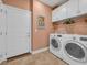 Convenient laundry room with modern washer and dryer, and plenty of storage space at 1145 Captain Hooks Way, North Myrtle Beach, SC 29582