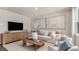Bright living room with modern decor, comfortable seating, and a large entertainment center at 128 Dagger Ct., Myrtle Beach, SC 29588