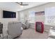 Living room with a movie theater theme, comfortable seating, and a wine refrigerator at 2572 Brescia St., Myrtle Beach, SC 29579