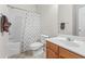 Clean bathroom with vanity, toilet, and shower with curtain at 314 Kiskadee Loop # 8-C, Conway, SC 29526
