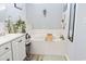 Close up of the main bathroom with bathtub and modern decoration at 3468 Trailside Dr., Little River, SC 29566