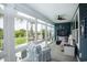 Inviting sunroom with wall-to-wall windows offers views of the lush backyard and outdoor seating at 383 Mikita Dr., Surfside Beach, SC 29575