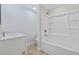 Clean bathroom features a white vanity with a marble countertop, and a shower-tub combo at 409 2Nd Ave. S, Myrtle Beach, SC 29577