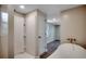 Updated bathroom with a walk-in shower and a relaxing soaking tub at 4145 Highway 308, Galivants Ferry, SC 29544