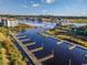 Stunning aerial view of waterfront property with docks and picturesque waterway scenery at 4430 Eastport Blvd. # L-11, Little River, SC 29566