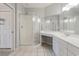 Bathroom with walk-in shower, vanity with storage, and large mirror at 4430-G Montrose Ln. # G, Myrtle Beach, SC 29579
