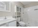 Bathroom featuring a vanity, toilet and a walk-in shower with glass door at 4924 Pond Shoals Ct. # 201, Myrtle Beach, SC 29579