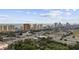 Aerial view showcasing a vibrant coastal community with high-rise buildings and nearby shops, all close to the beautiful ocean at 505 28Th Ave. N, Myrtle Beach, SC 29577