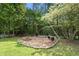 Charming backyard fire pit area surrounded by lush landscaping and seating at 6887 King Arthur Dr., Myrtle Beach, SC 29588