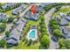 Enjoy the scenic view from above this neighborhood, which features a pool, trees, and beautiful homes at 101 Culpepper Way # 1006, Myrtle Beach, SC 29579