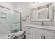 Elegant bathroom with a tiled shower, vanity, and modern fixtures at 109 Serenity Point Dr., Little River, SC 29566