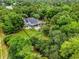 Aerial view of the property showcasing the large lot, swimming pool, and mature landscaping at 113 Trotter Trail, Georgetown, SC 29440